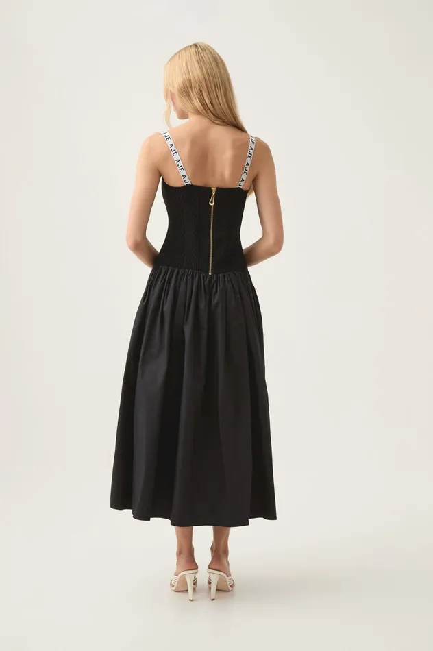 Aje Dresses Leana Knit Midi Dress Black 8211 Women Aje Dresses Leana Knit Midi Dress Black 8211 Women