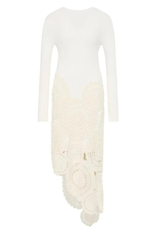 Aje Dresses Mosaic Crochet Midi Dress Ivory 8211 Women Aje Dresses Mosaic Crochet Midi Dress Ivory 8211 Women