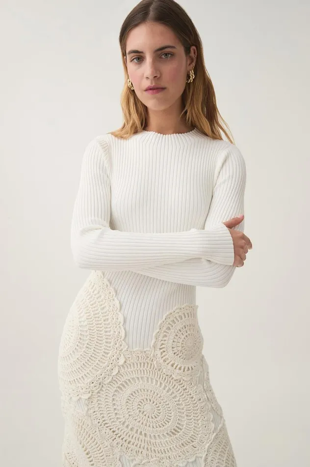 Aje Dresses Mosaic Crochet Midi Dress Ivory 8211 Women Aje Dresses Mosaic Crochet Midi Dress Ivory 8211 Women