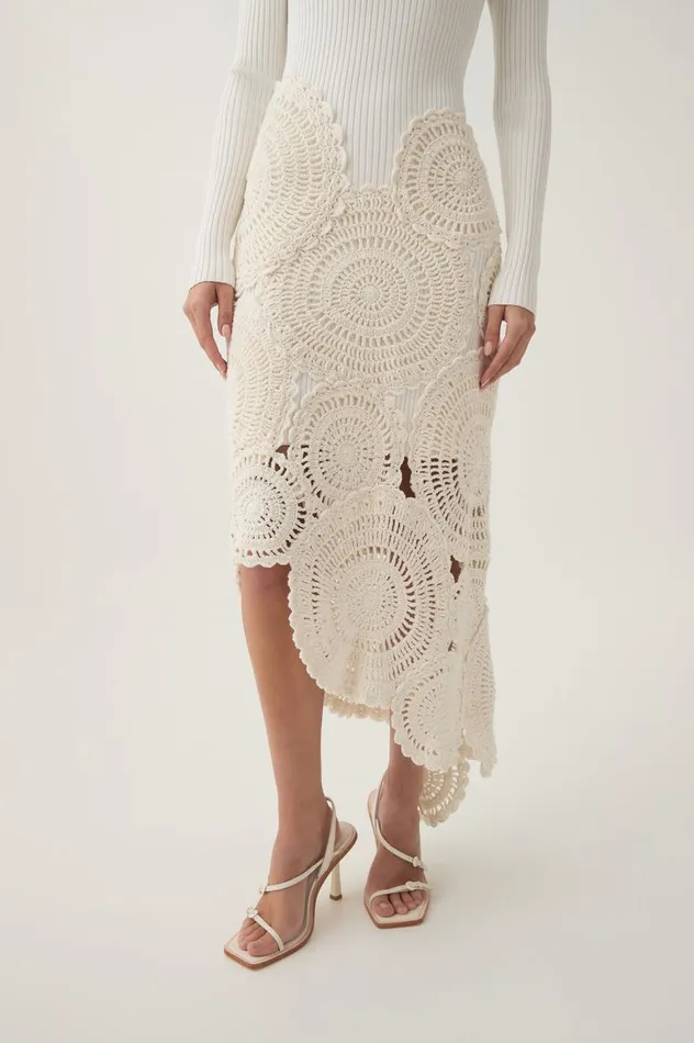 Aje Dresses Mosaic Crochet Midi Dress Ivory 8211 Women Aje Dresses Mosaic Crochet Midi Dress Ivory 8211 Women