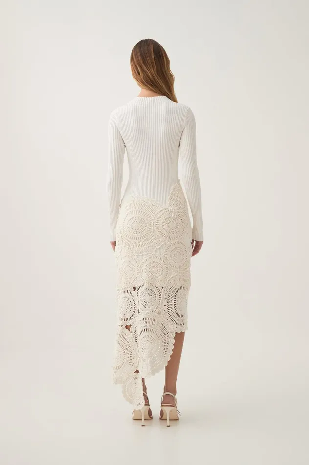 Aje Dresses Mosaic Crochet Midi Dress Ivory 8211 Women Aje Dresses Mosaic Crochet Midi Dress Ivory 8211 Women