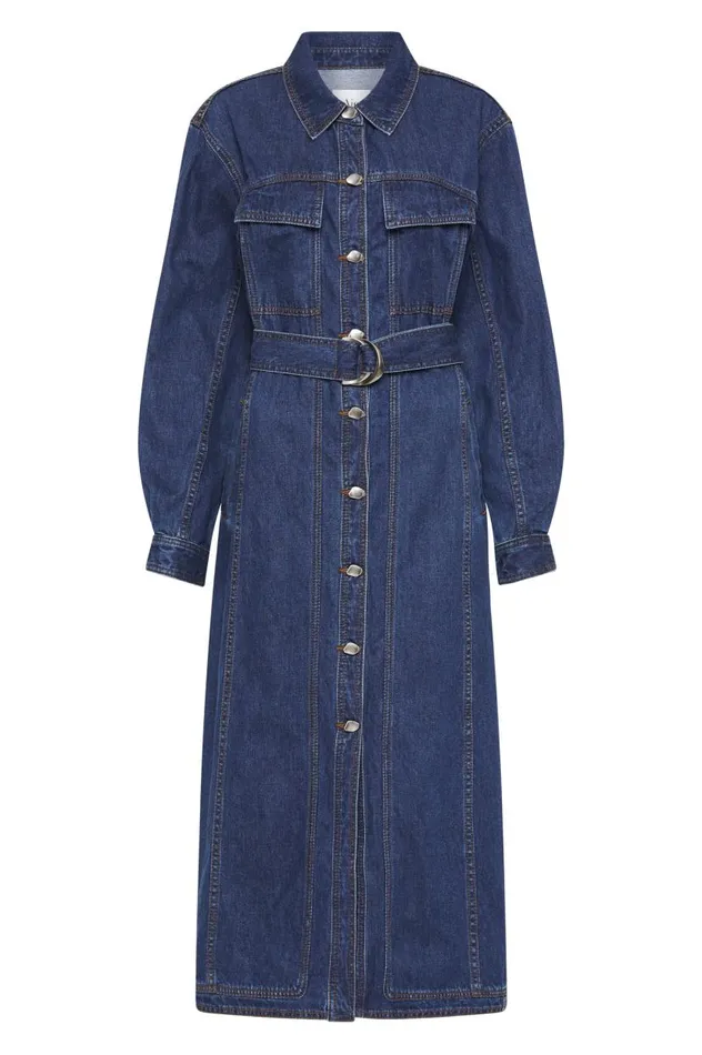Aje Dresses Neo Denim Midi Dress Washed Indigo 8211 Women