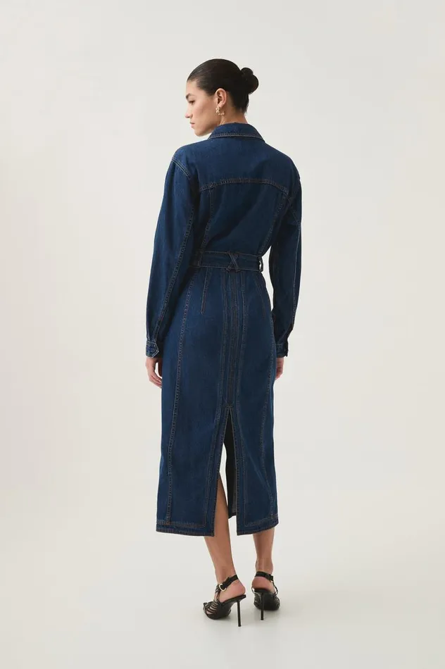 Aje Dresses Neo Denim Midi Dress Washed Indigo 8211 Women