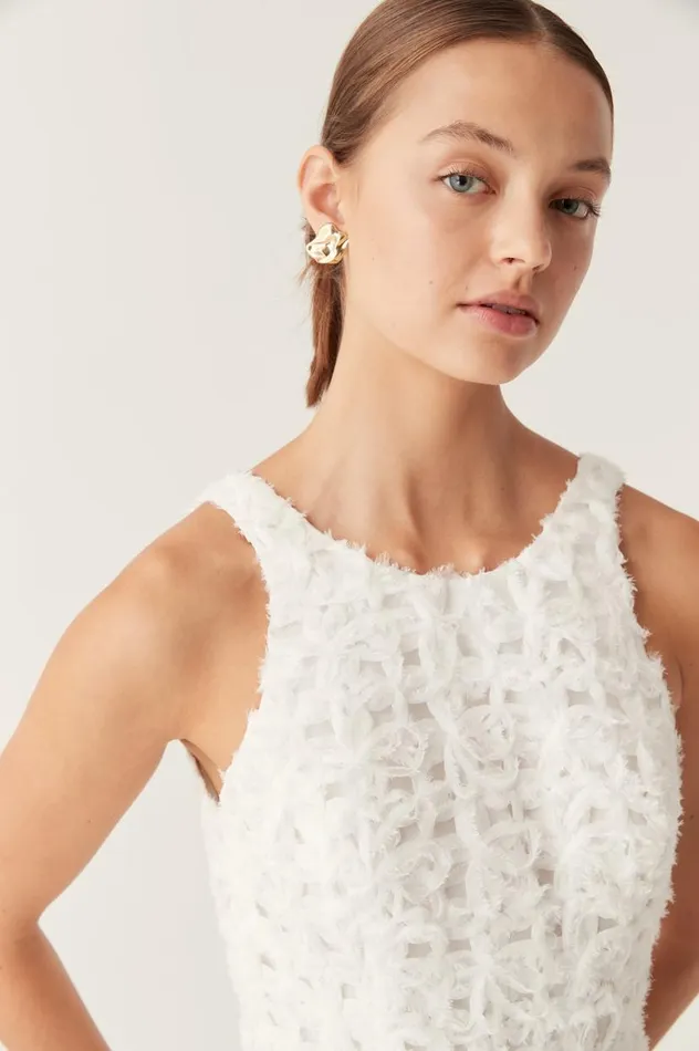 Aje Dresses Quintette Textured Mini Dress Ivory 8211 Women