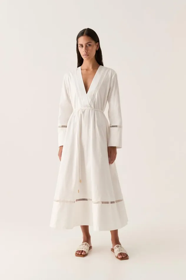 Aje Dresses Reborn Ladder Trim Midi Dress Ivory 8211 Women Aje Dresses Reborn Ladder Trim Midi Dress Ivory 8211 Women