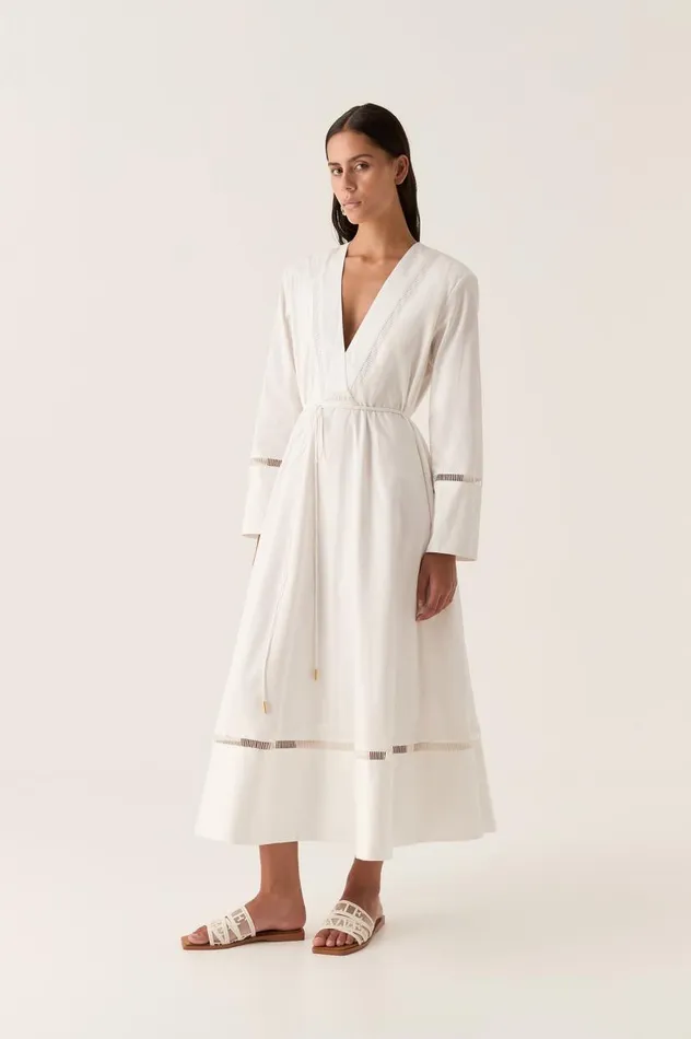 Aje Dresses Reborn Ladder Trim Midi Dress Ivory 8211 Women Aje Dresses Reborn Ladder Trim Midi Dress Ivory 8211 Women