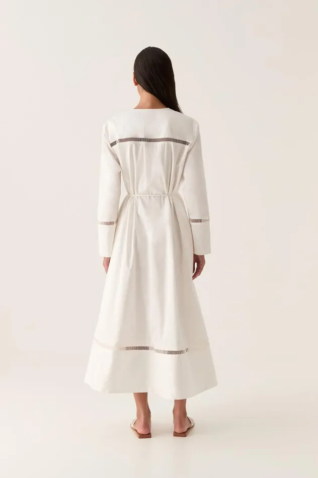 Aje Dresses Reborn Ladder Trim Midi Dress Ivory 8211 Women Aje Dresses Reborn Ladder Trim Midi Dress Ivory 8211 Women