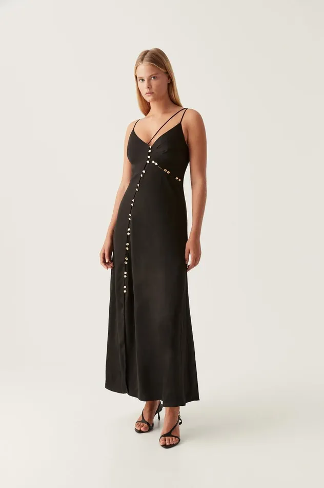 Aje Dresses Riddle Button Down Maxi Dress Black 8211 Women