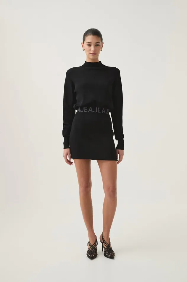 Aje Dresses Soloist Knit Mini Dress Black 8211 Women