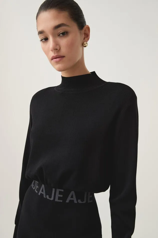 Aje Dresses Soloist Knit Mini Dress Black 8211 Women Aje Dresses Soloist Knit Mini Dress Black 8211 Women