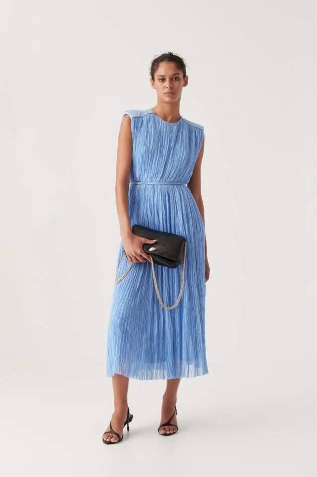 Aje Dresses Solstice Pleated Midi Dress Mist Blue 8211 Women