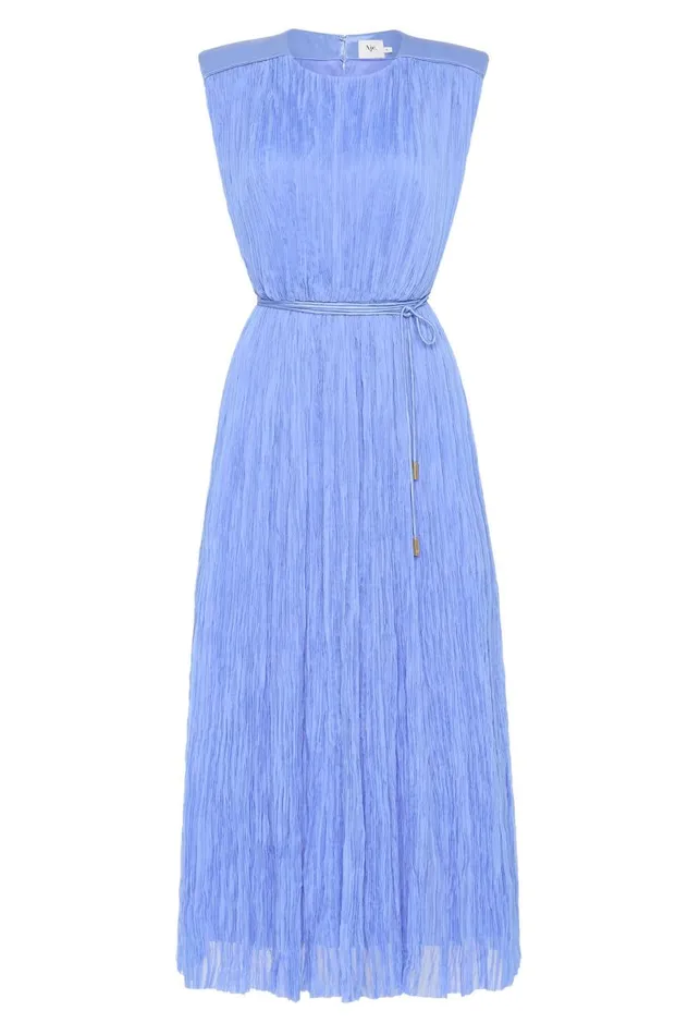 Aje Dresses Solstice Pleated Midi Dress Mist Blue 8211 Women