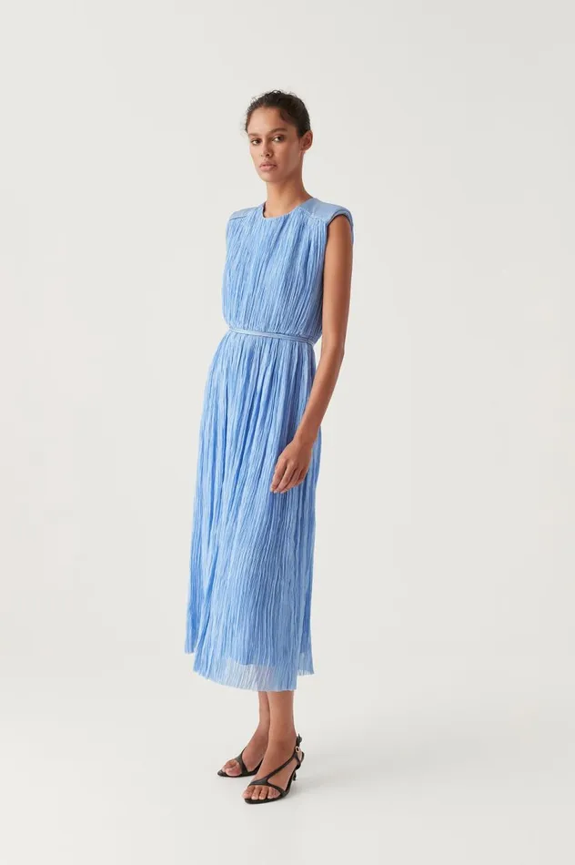 Aje Dresses Solstice Pleated Midi Dress Mist Blue 8211 Women