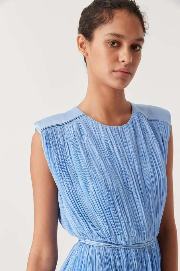 Aje Dresses Solstice Pleated Midi Dress Mist Blue 8211 Women