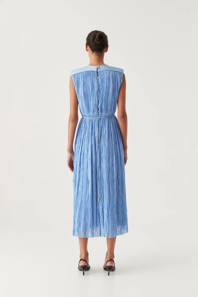 Aje Dresses Solstice Pleated Midi Dress Mist Blue 8211 Women