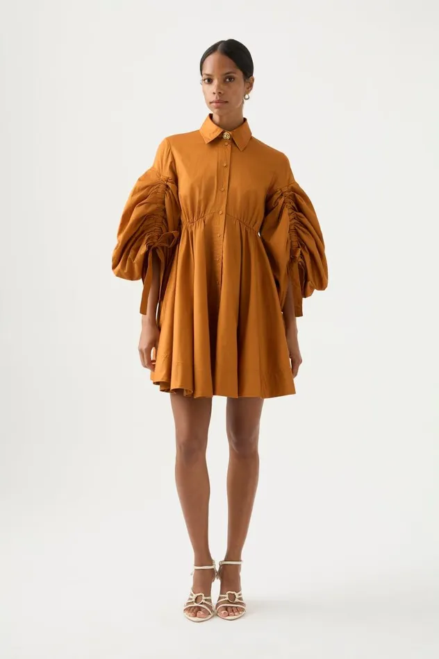 Aje Dresses Utopia Drawstring Mini Dress Chestnut Brown 8211 Women