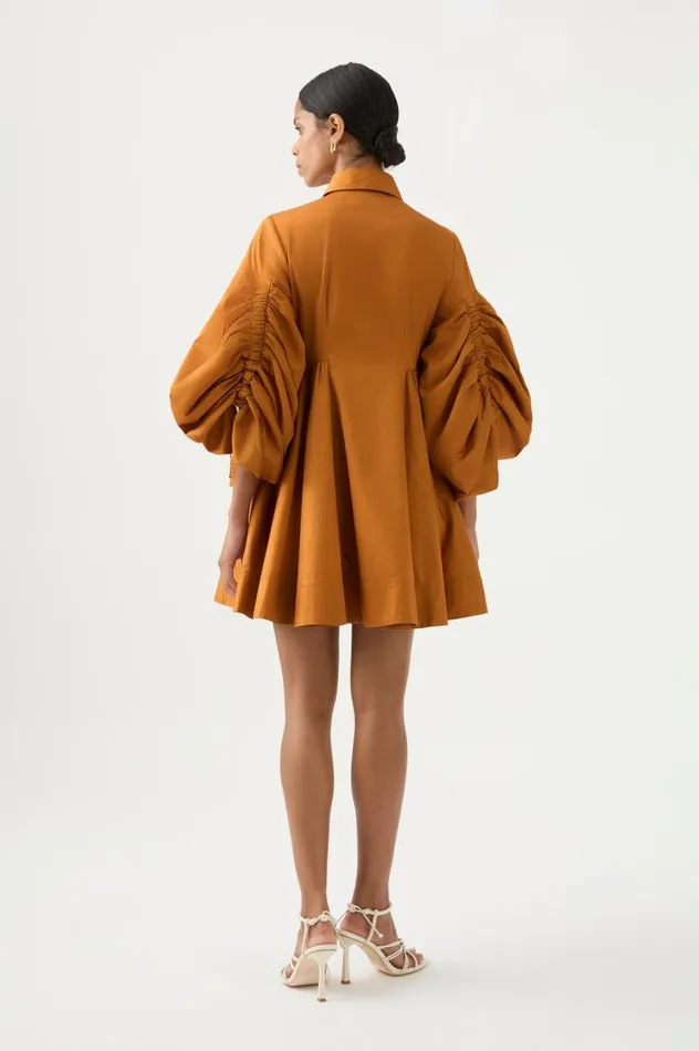Aje Dresses Utopia Drawstring Mini Dress Chestnut Brown 8211 Women Aje Dresses Utopia Drawstring Mini Dress Chestnut Brown 8211 Women