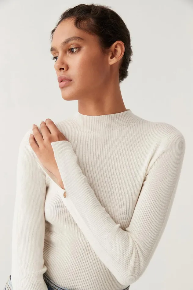 Aje Knitwear and Jumpers Carolina Rib Knit Top Ivory 8211 Women