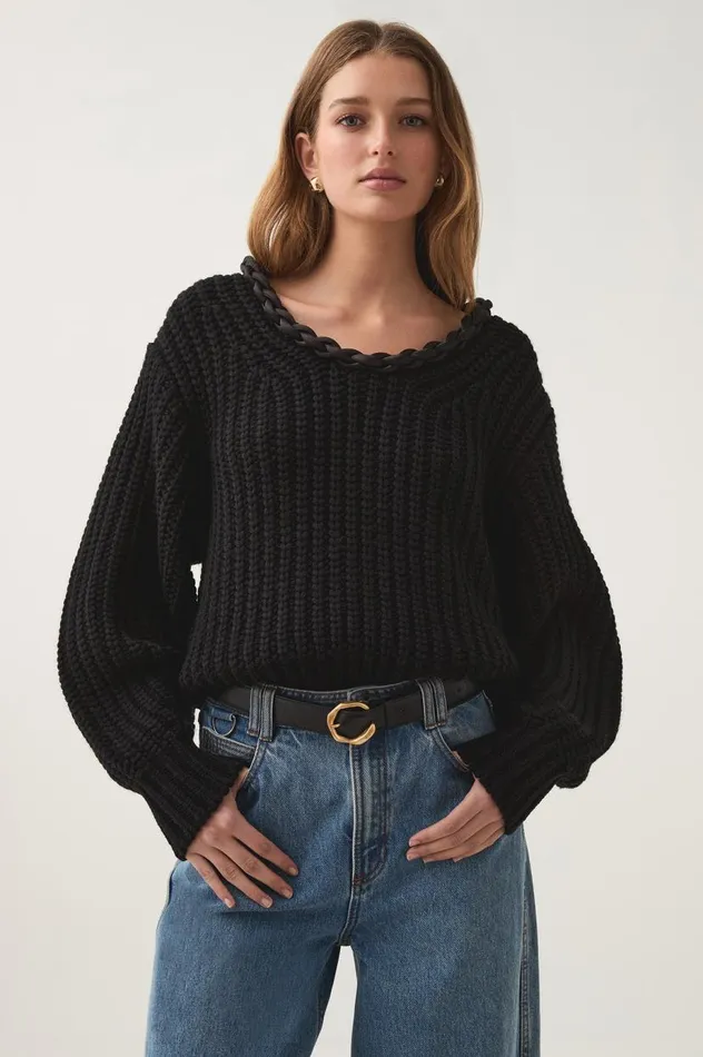 Aje Knitwear and Jumpers Entwined Oversized Knit Black 8211 Women