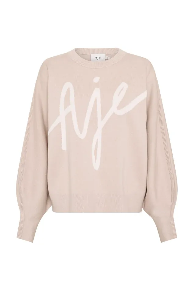 Aje Knitwear and Jumpers Equation Knit Crew Jumper Sandstone Beige Ivory 8211 Women Aje Knitwear and Jumpers Equation Knit Crew Jumper Sandstone Beige Ivory 8211 Women