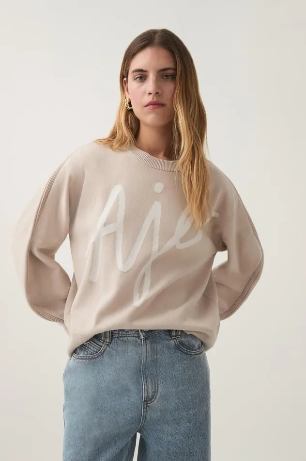 Aje Knitwear and Jumpers Equation Knit Crew Jumper Sandstone Beige Ivory 8211 Women Aje Knitwear and Jumpers Equation Knit Crew Jumper Sandstone Beige Ivory 8211 Women