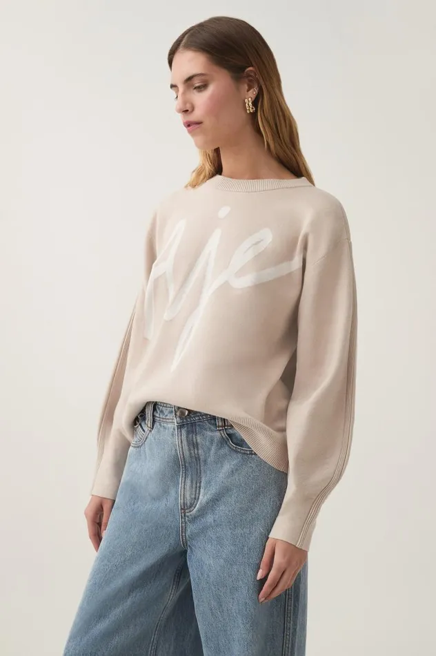 Aje Knitwear and Jumpers Equation Knit Crew Jumper Sandstone Beige Ivory 8211 Women Aje Knitwear and Jumpers Equation Knit Crew Jumper Sandstone Beige Ivory 8211 Women