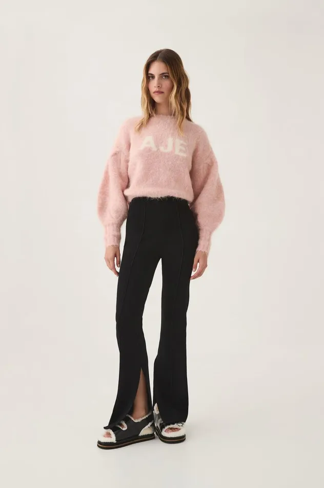 Aje Knitwear and Jumpers Moment Crew Neck Knit Blush Pink White Logo 8211 Women Aje Knitwear and Jumpers Moment Crew Neck Knit Blush Pink White Logo 8211 Women