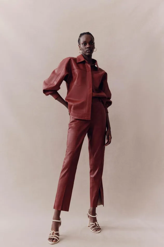 Aje Matching Sets River Vegan Leather Pant Mahogany Red 8211 Women