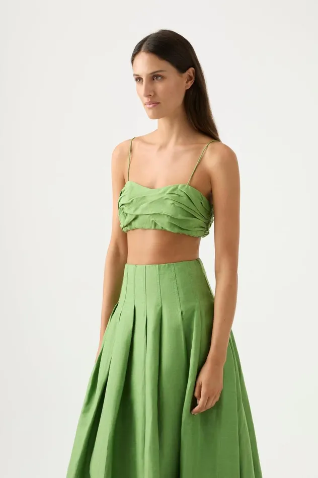 Aje Matching Sets Thea Draped Twist Crop Top Fern Green 8211 Women Aje Matching Sets Thea Draped Twist Crop Top Fern Green 8211 Women