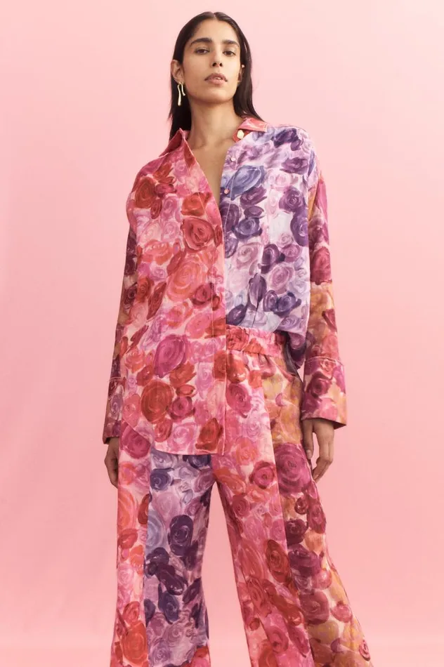 Aje Matching Sets Vision Oversized Linen Shirt Kaleidoscopic Rose 8211 Women