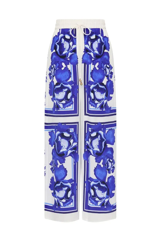 Aje Pants Atomic Silk Relaxed Pant Boldly Blooming Cobalt 8211 Women Aje Pants Atomic Silk Relaxed Pant Boldly Blooming Cobalt 8211 Women