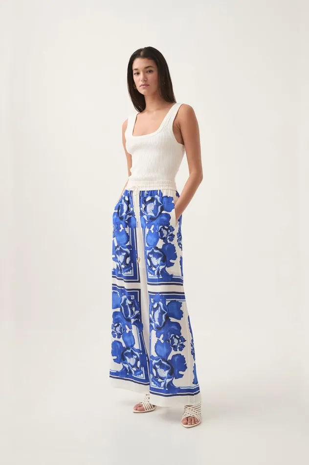 Aje Pants Atomic Silk Relaxed Pant Boldly Blooming Cobalt 8211 Women Aje Pants Atomic Silk Relaxed Pant Boldly Blooming Cobalt 8211 Women