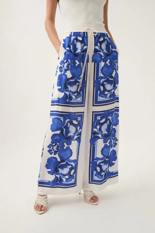 Aje Pants Atomic Silk Relaxed Pant Boldly Blooming Cobalt 8211 Women Aje Pants Atomic Silk Relaxed Pant Boldly Blooming Cobalt 8211 Women