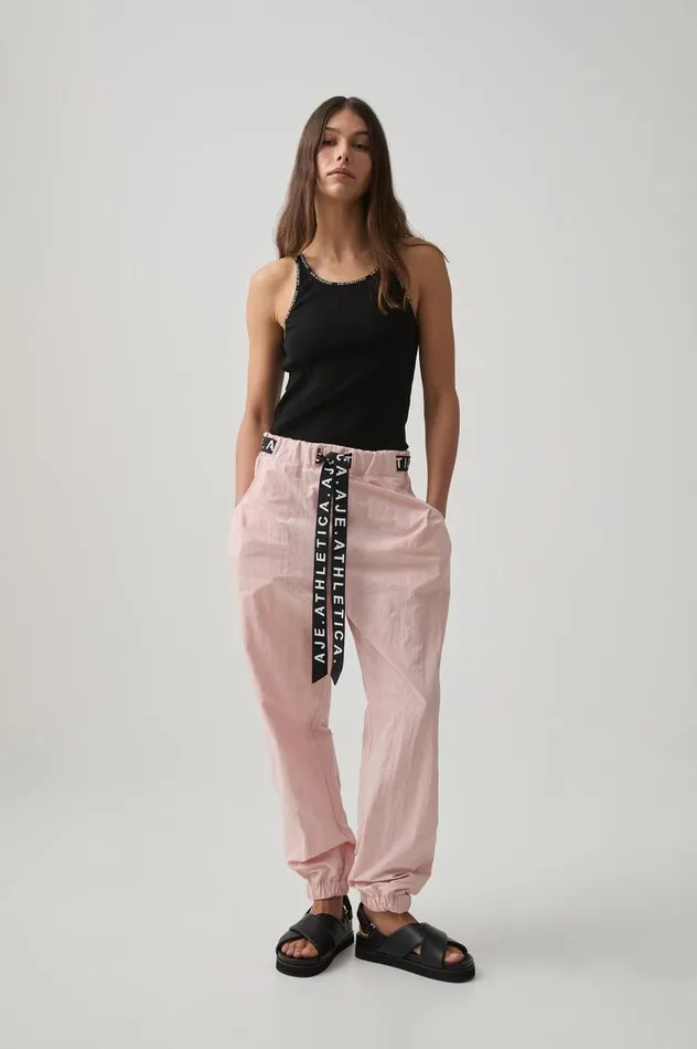 Aje Pants Belted Windbreak Pant 502 Blush Pink 8211 Women
