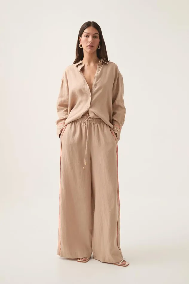 Aje Pants Drawn Washed Linen Pant Warm Taupe 8211 Women Aje Pants Drawn Washed Linen Pant Warm Taupe 8211 Women