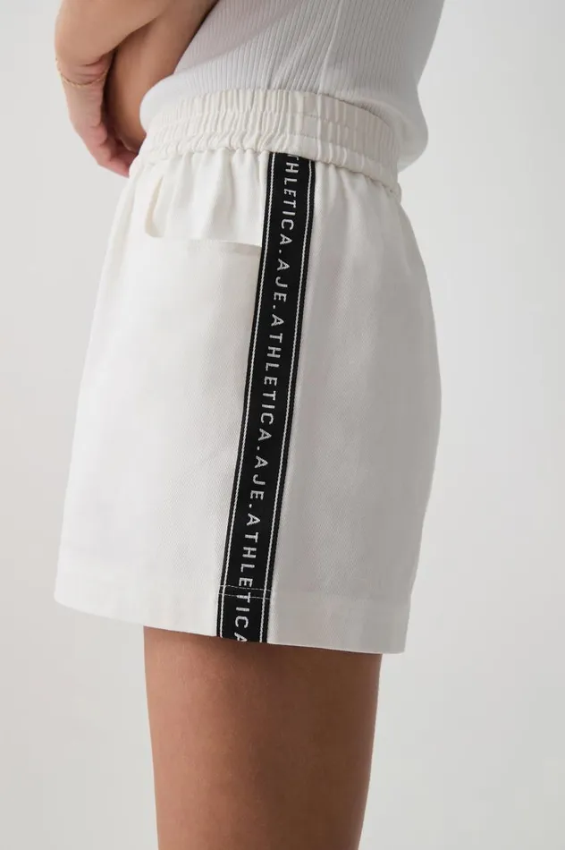 Aje Shorts Logo Tape Twill Short 603 White 8211 Women Aje Shorts Logo Tape Twill Short 603 White 8211 Women