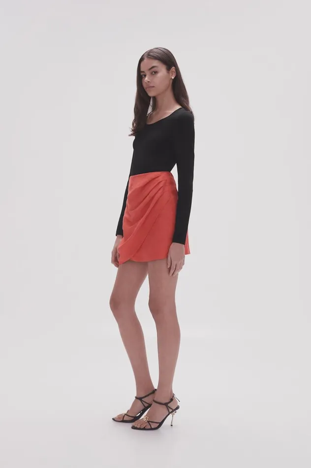 Aje Skirts Kinship Draped Mini Skirt Scarlet Red 8211 Women Aje Skirts Kinship Draped Mini Skirt Scarlet Red 8211 Women
