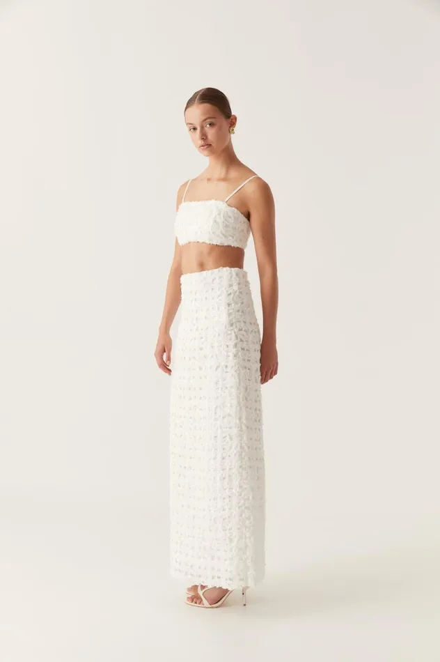 Aje Skirts Quintette Textured Midi Skirt Ivory 8211 Women Aje Skirts Quintette Textured Midi Skirt Ivory 8211 Women