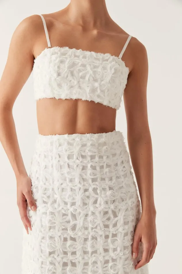 Aje Skirts Quintette Textured Midi Skirt Ivory 8211 Women Aje Skirts Quintette Textured Midi Skirt Ivory 8211 Women