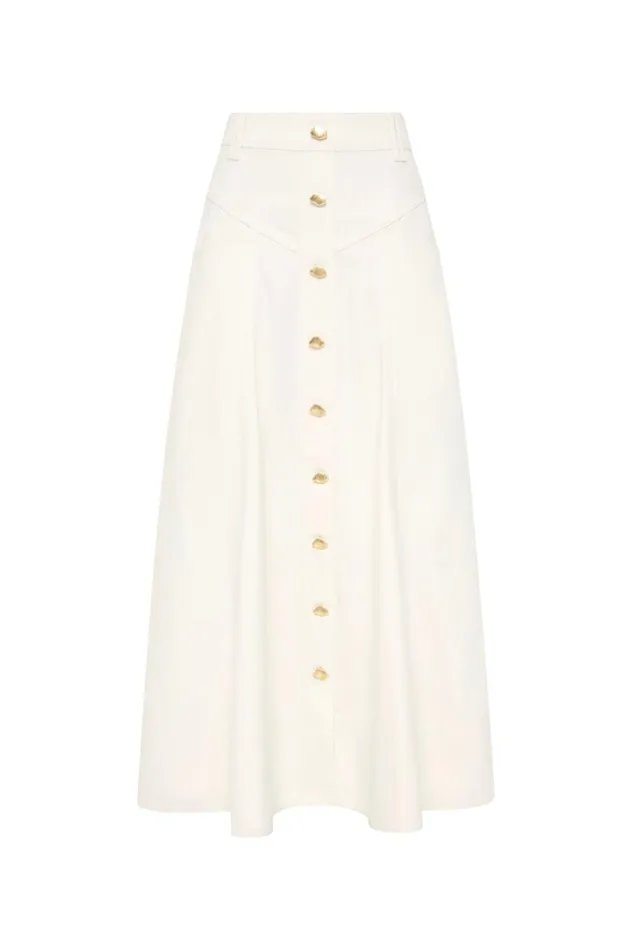 Aje Skirts Ren Denim Midi Skirt White 8211 Women