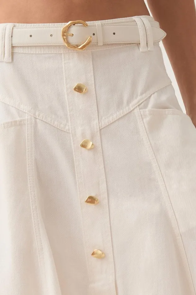 Aje Skirts Ren Denim Midi Skirt White 8211 Women