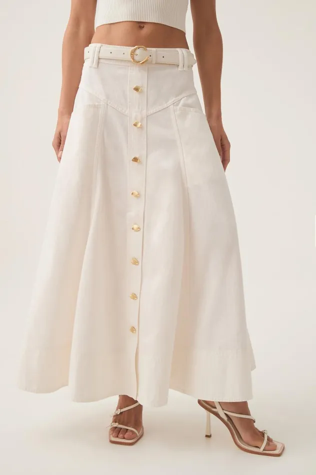 Aje Skirts Ren Denim Midi Skirt White 8211 Women