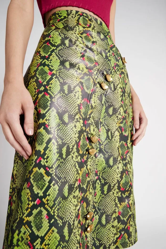 Aje Skirts Serpentine Vegan Leather Midi Skirt Snake Effect 8211 Women Aje Skirts Serpentine Vegan Leather Midi Skirt Snake Effect 8211 Women