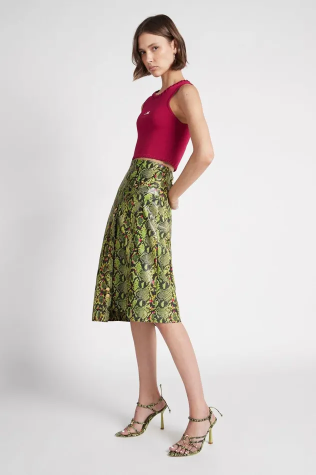 Aje Skirts Serpentine Vegan Leather Midi Skirt Snake Effect 8211 Women Aje Skirts Serpentine Vegan Leather Midi Skirt Snake Effect 8211 Women