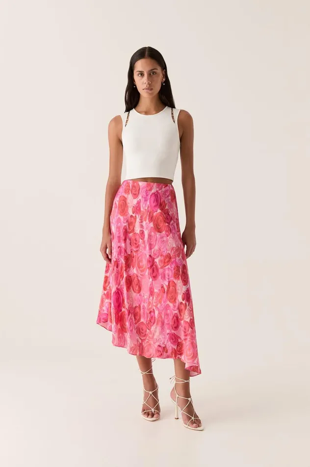Aje Skirts Valeria Asymmetric Midi Skirt Misty Rose 8211 Women Aje Skirts Valeria Asymmetric Midi Skirt Misty Rose 8211 Women