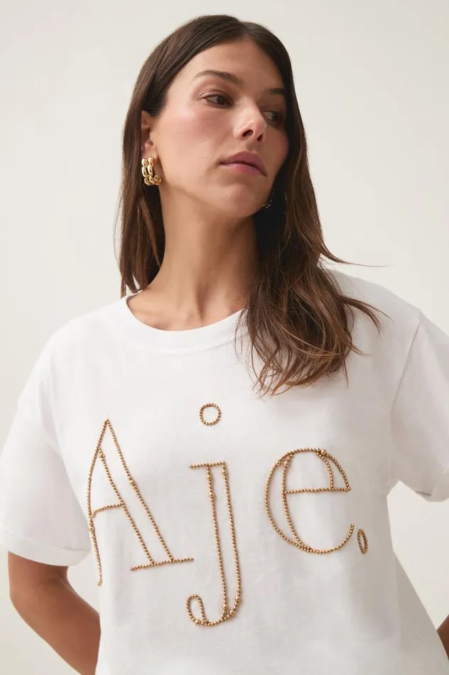 Aje Tees Amity Beaded Heritage Tee Whitegold 8211 Women