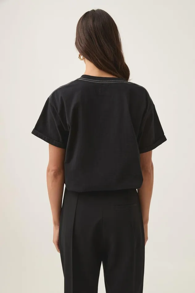 Aje Tees Glint Embellished Logo Tee Black Gunmetal Logo 8211 Women