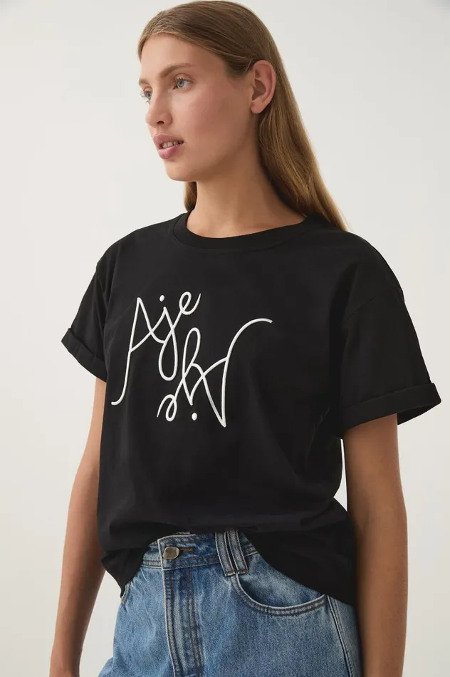 Aje Tees Prophecy Logo Oversized Tee Blackwhite Logo 8211 Women Aje Tees Prophecy Logo Oversized Tee Blackwhite Logo 8211 Women