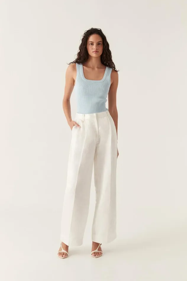 Aje Tops Bronte Scoop Neck Rib Tank Pale Blue 8211 Women Aje Tops Bronte Scoop Neck Rib Tank Pale Blue 8211 Women