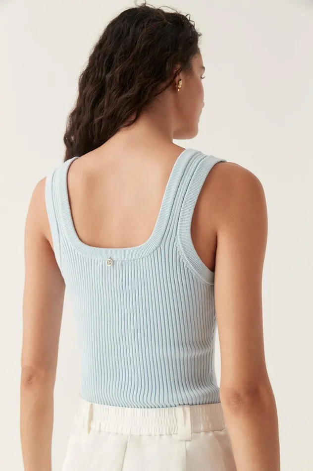 Aje Tops Bronte Scoop Neck Rib Tank Pale Blue 8211 Women Aje Tops Bronte Scoop Neck Rib Tank Pale Blue 8211 Women